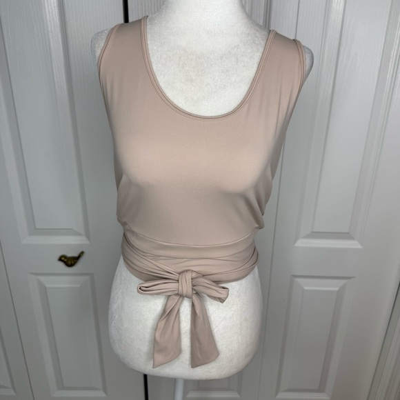 CALIA Wrap Tie Cropped Tank Top Beige Size Large Athleisure Workout - Picture 2 of 10